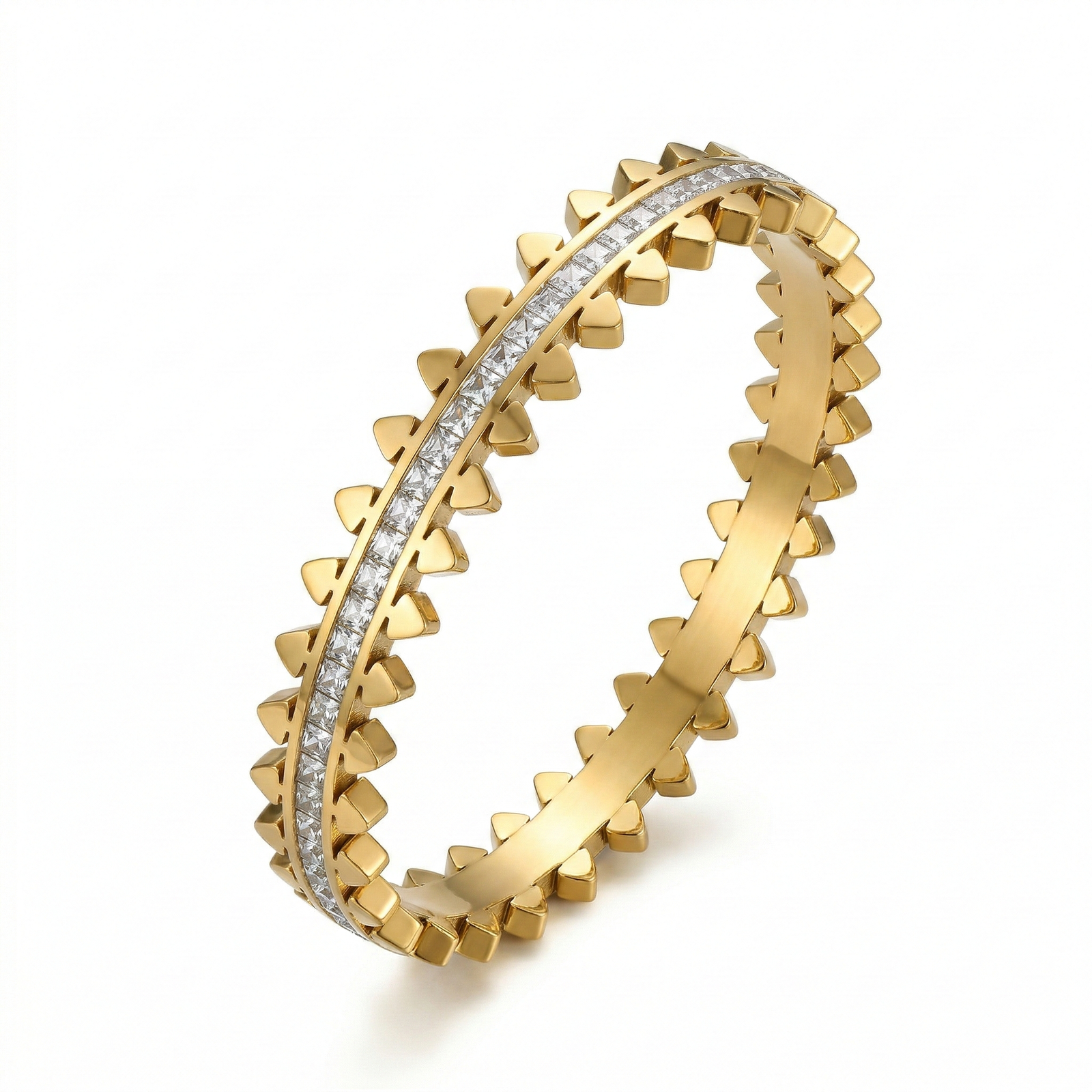 Golden Spiked Iced Bangle