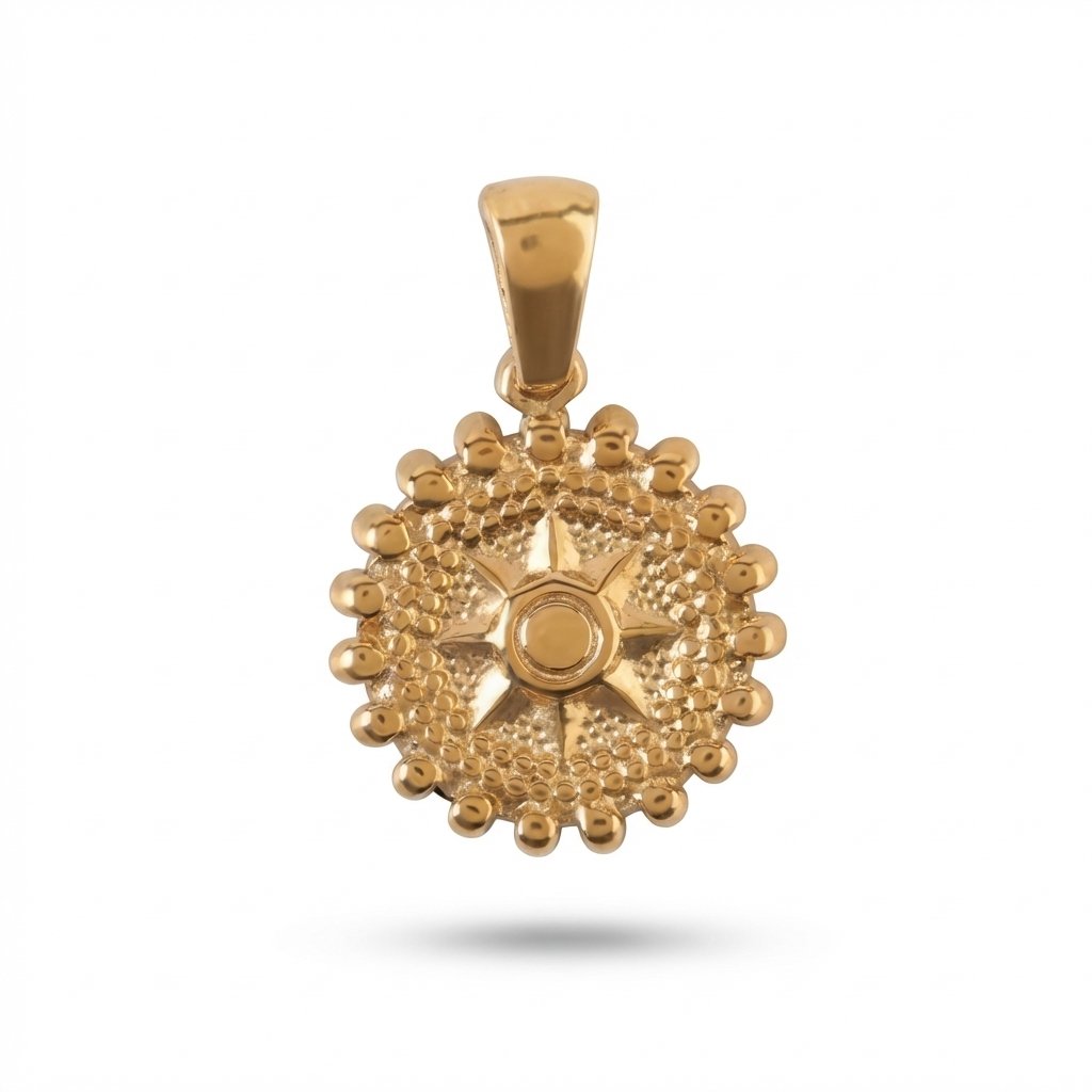 Gold Granulated Compass Pendant