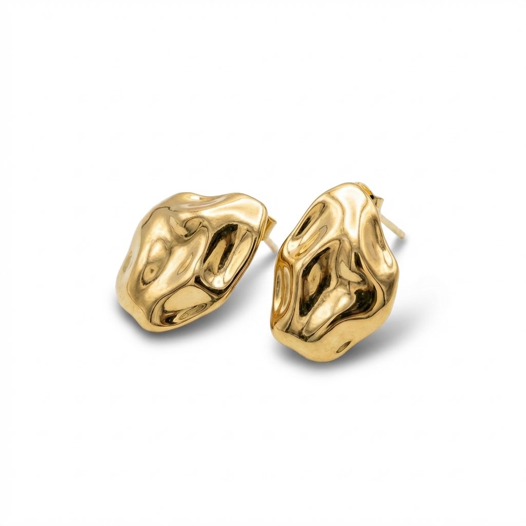 Molten Gold Stud Earrings
