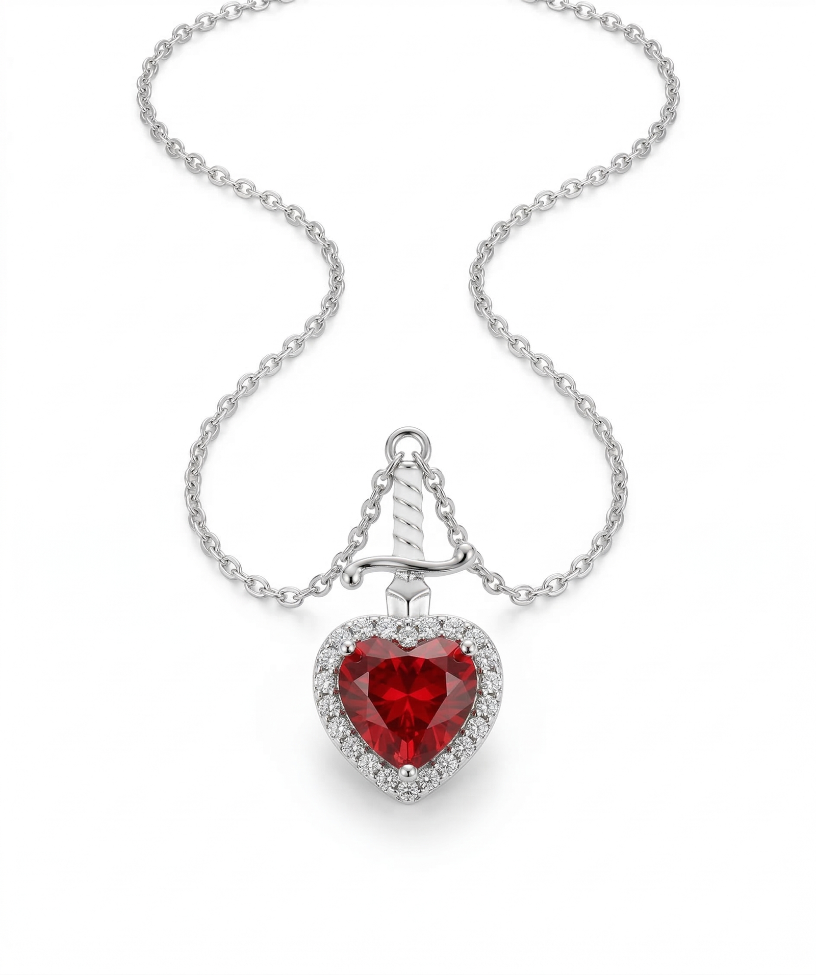 Passion Red Heart Pendant Necklace