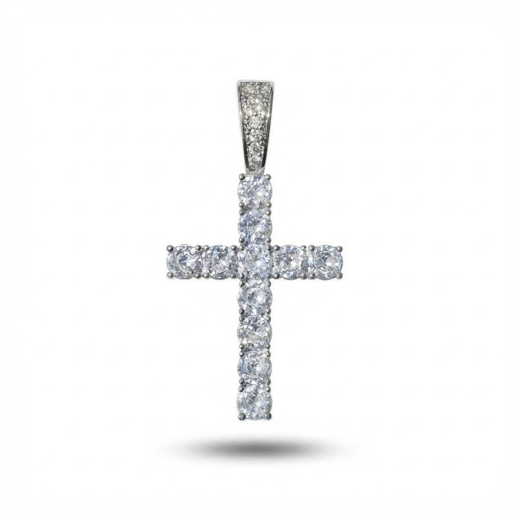 Eternity Round-Cut Cross Pendant