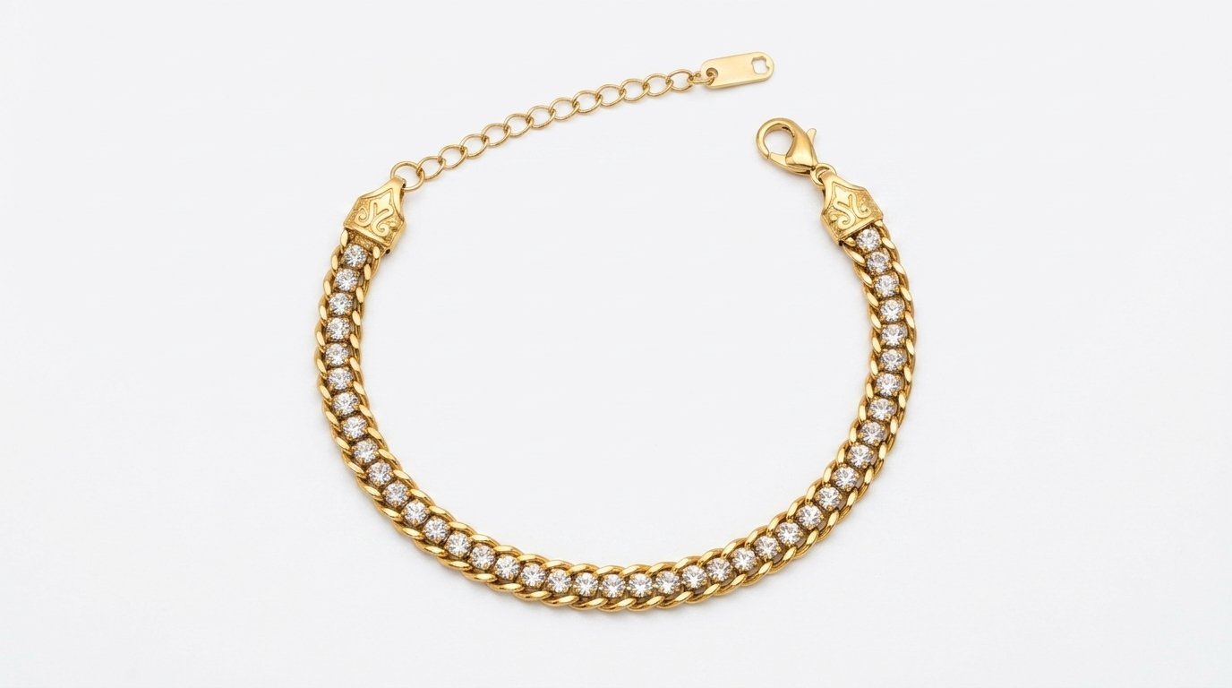 Antique Gold Tennis Cuban Bracelet