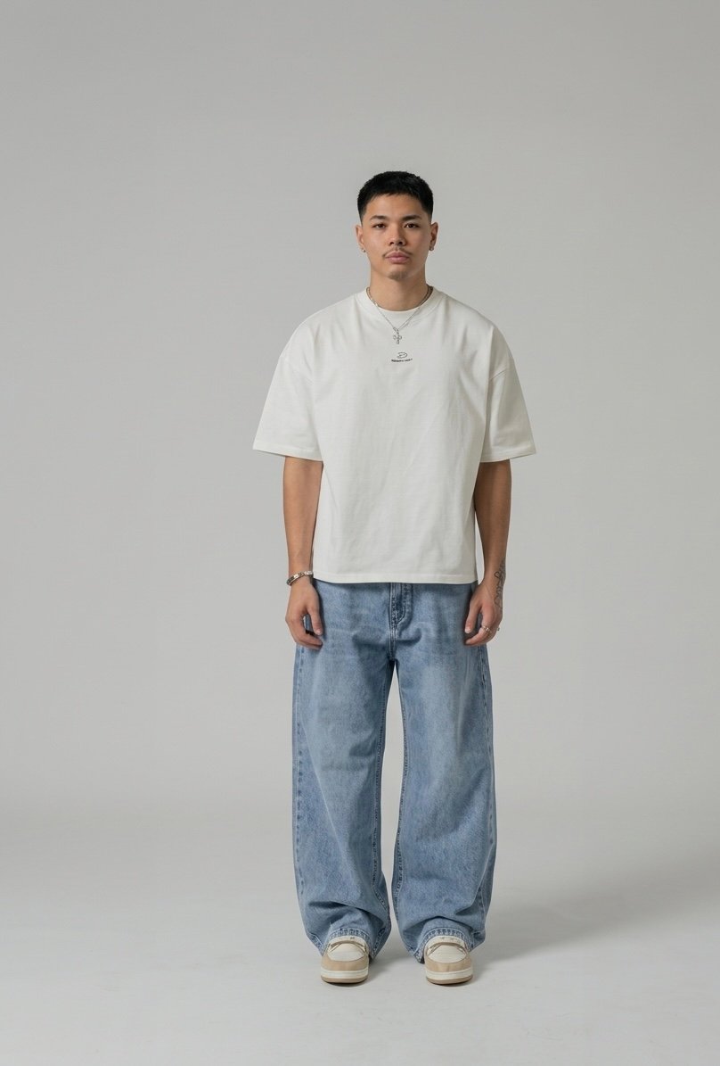 Wide Leg Baggy Denim Jeans Blue