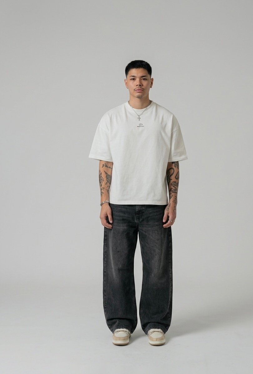 Wide Leg Baggy Denim Jeans Black