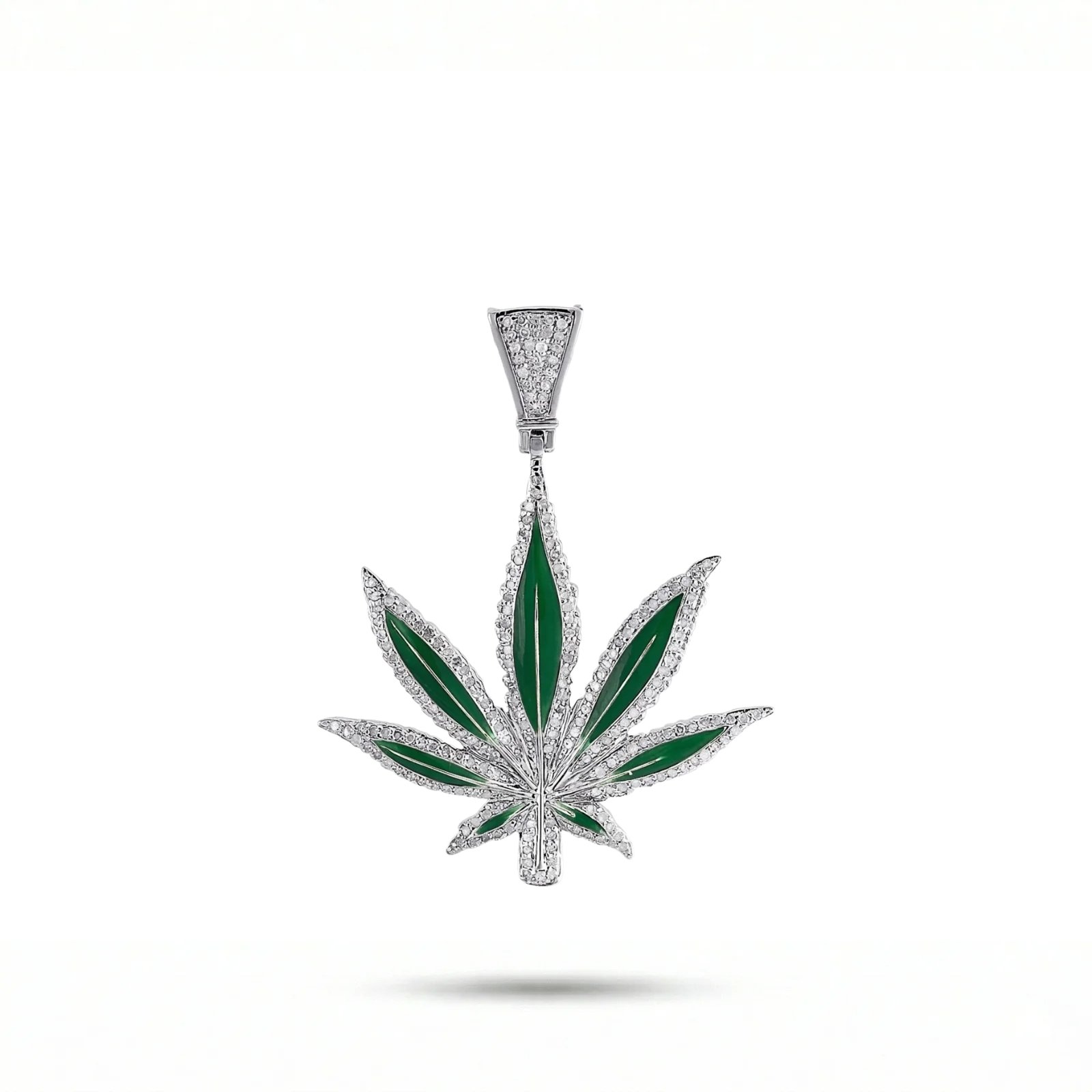 Silver Enamel Weed Pendant
