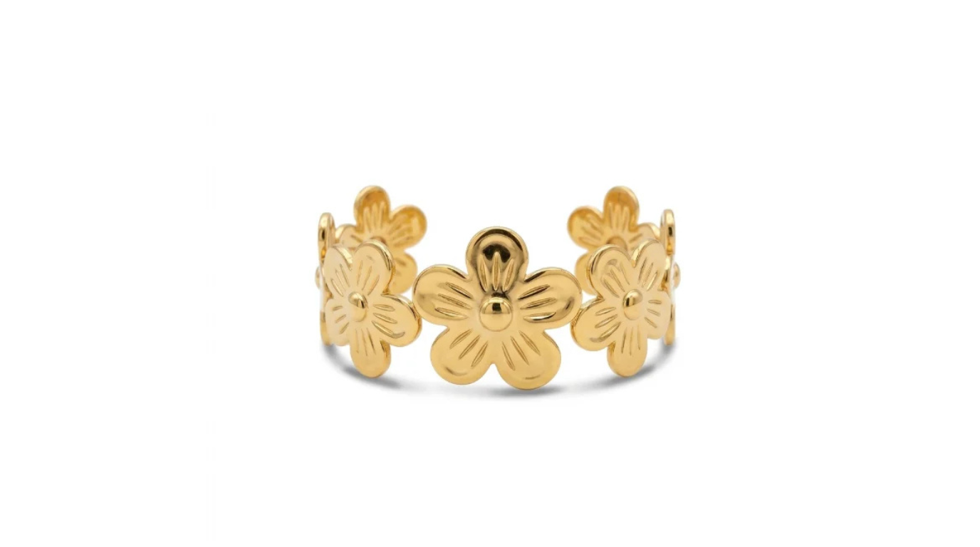 18K Gold Flower Handcuff