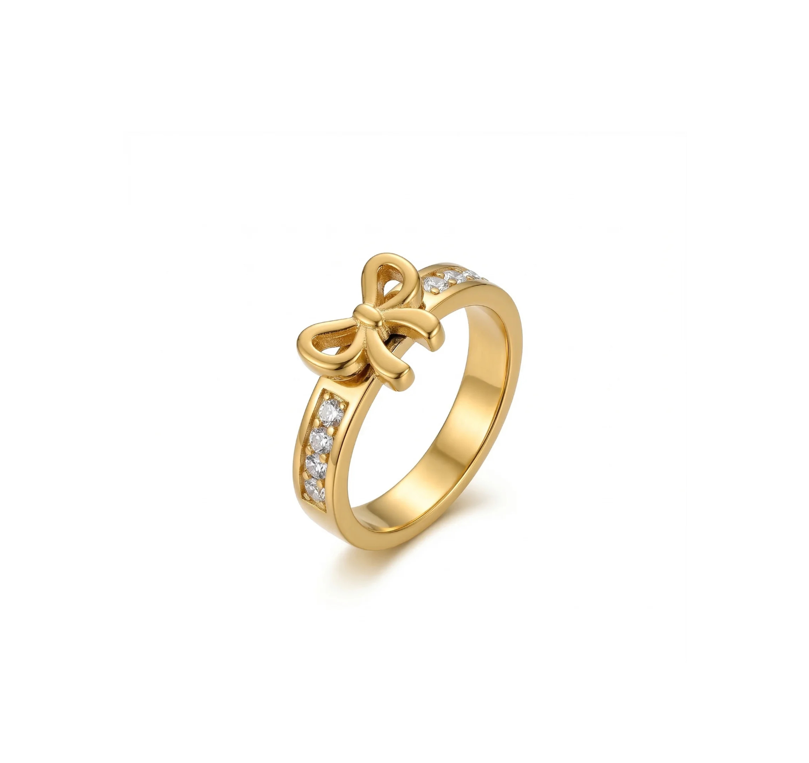 Ribbon Gold Pave Bow Ring