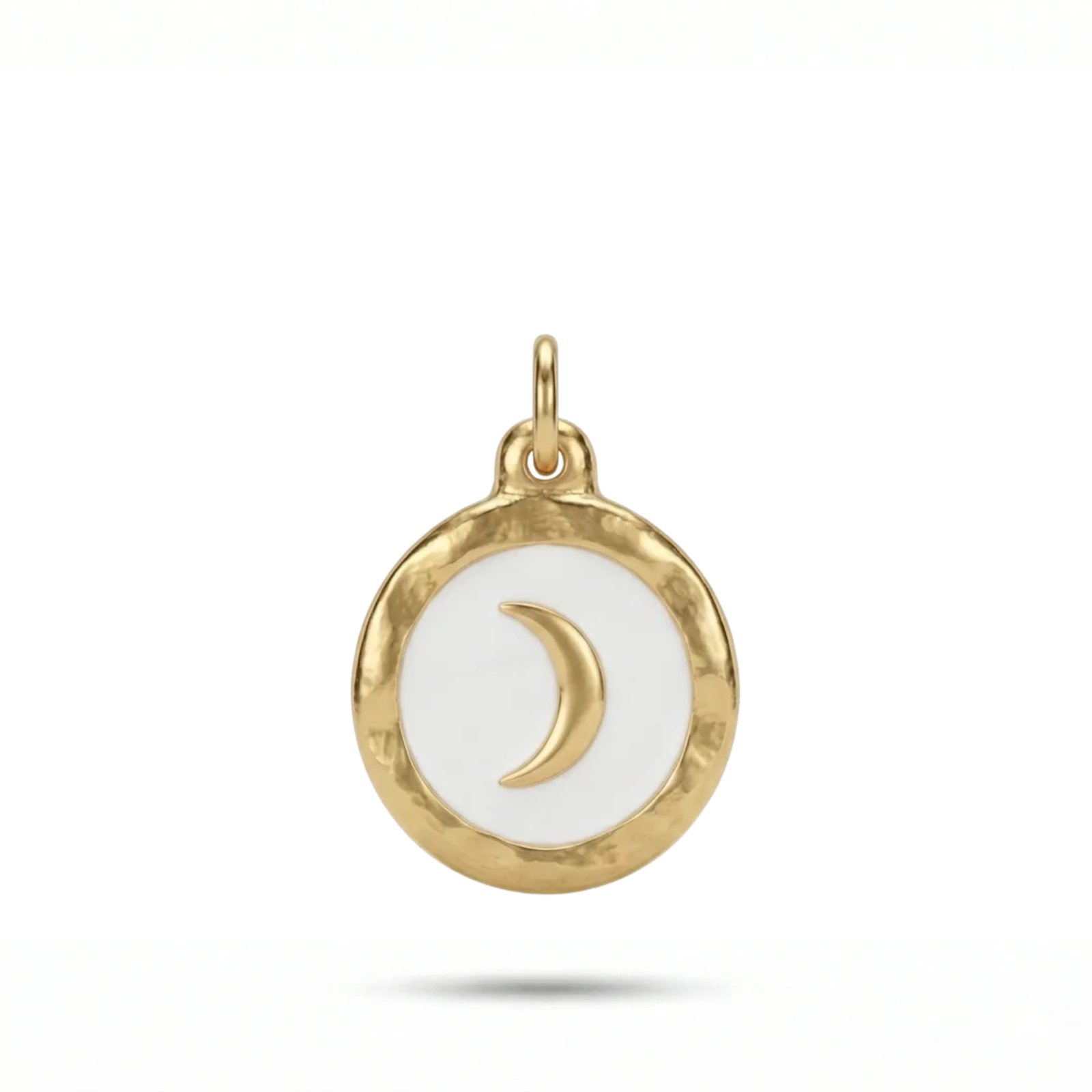 White Enamel Crescent Moon Pendant