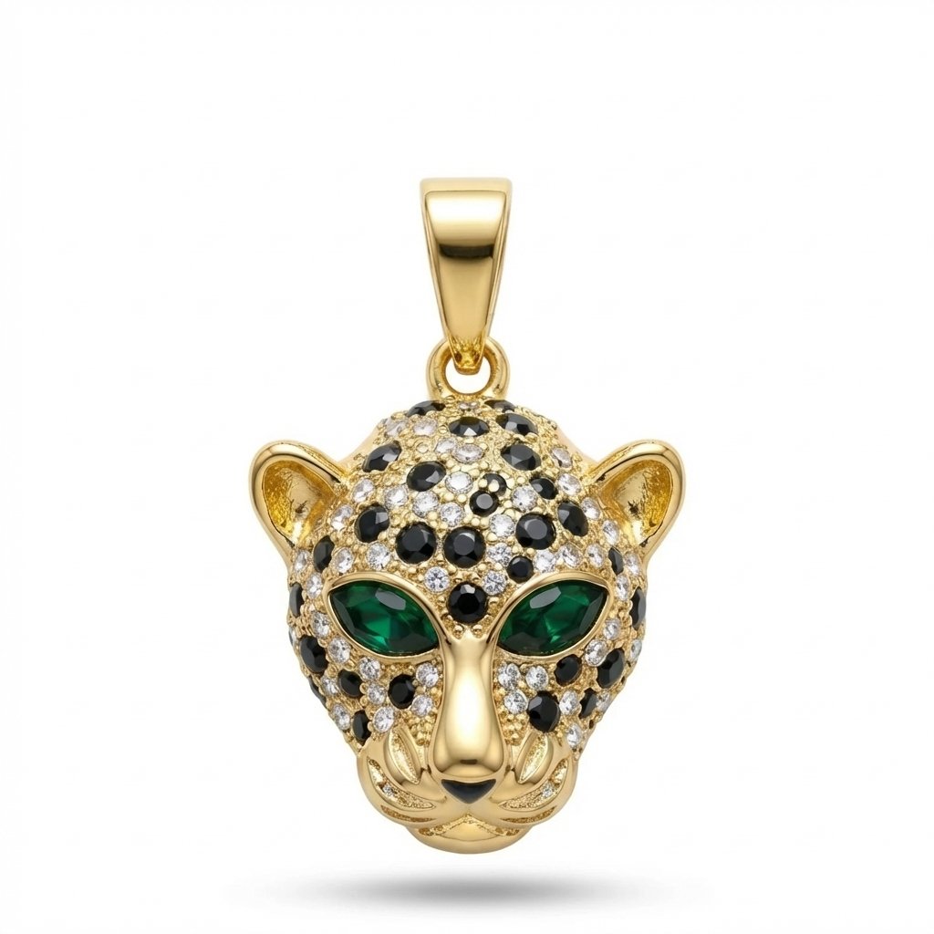 Iced Gold Panther Pandent