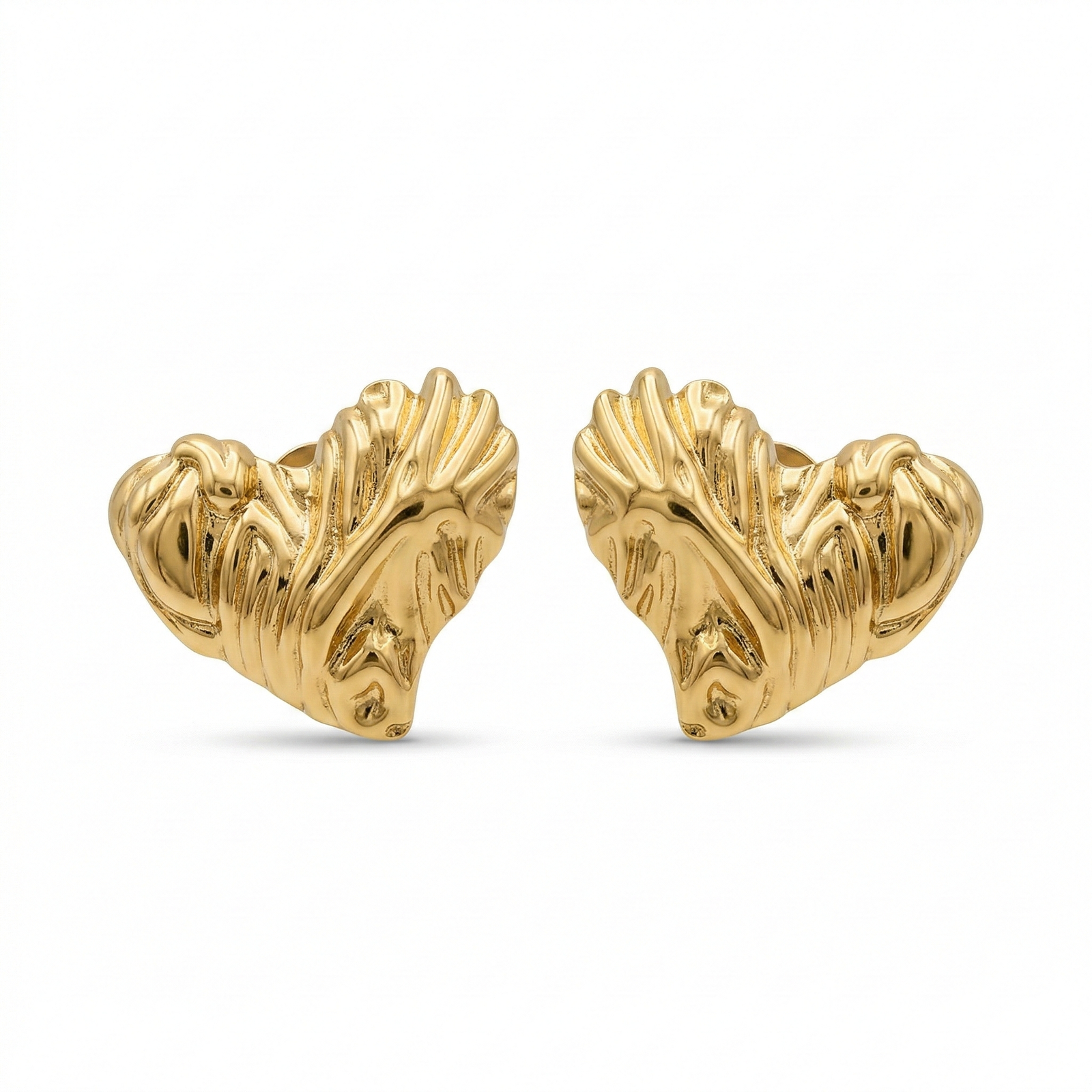 Textured Gold Heart Earrings