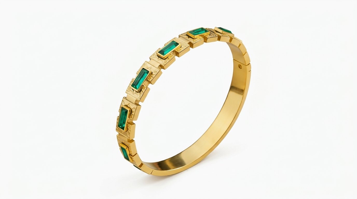 Art Deco Emerald Baguette Bangle