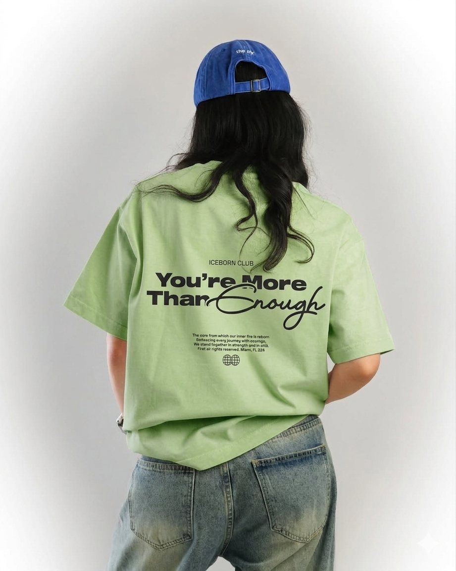 "More Than Enough" Oversized Graphic Tee - Mint Green