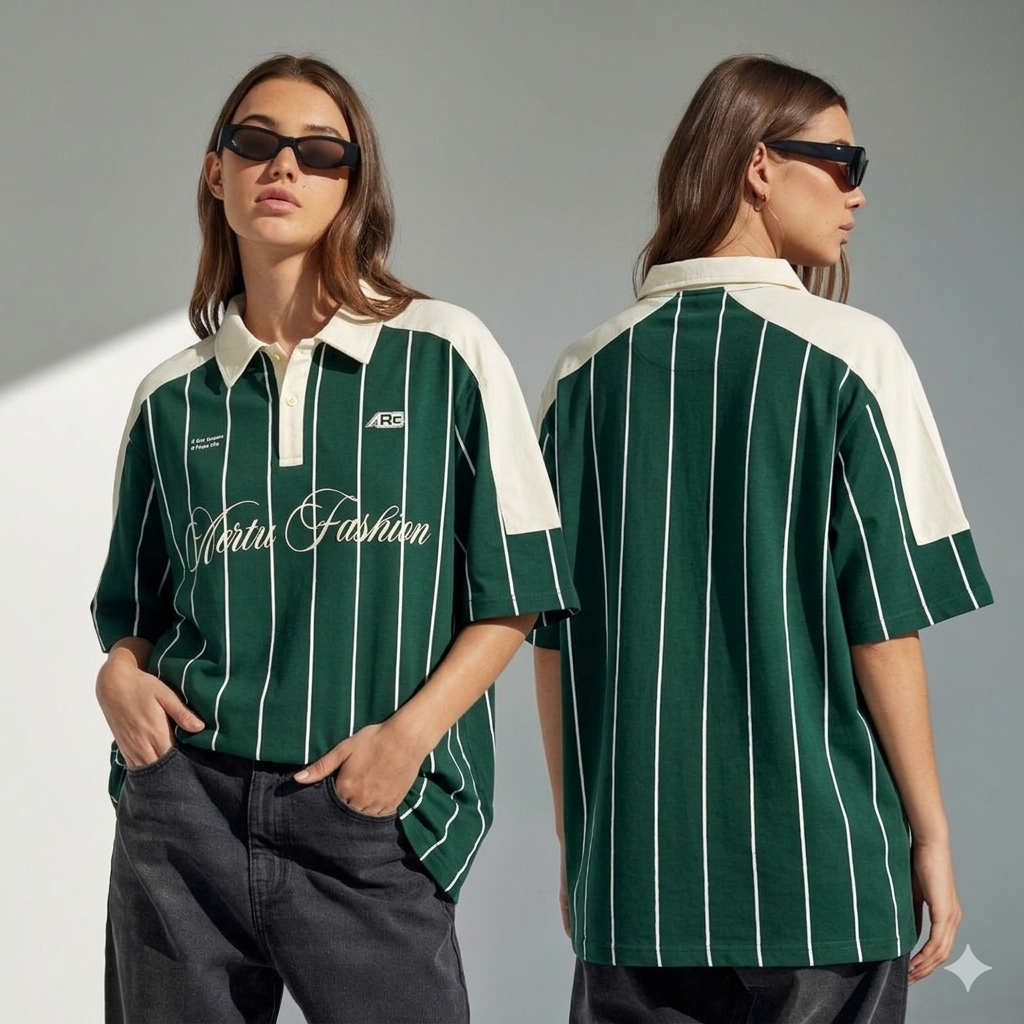 North Fashion Heritage Oversized Polo Green