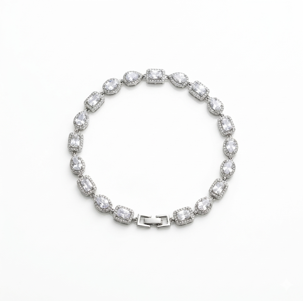 Luminous Mixed-Cut Halo Tennis Bracelet