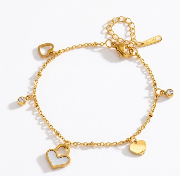 Pearl Heart Charm Bracelet