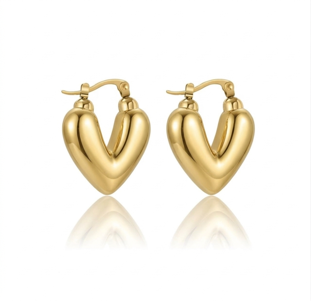Puffy V-Shape Gold Hoops