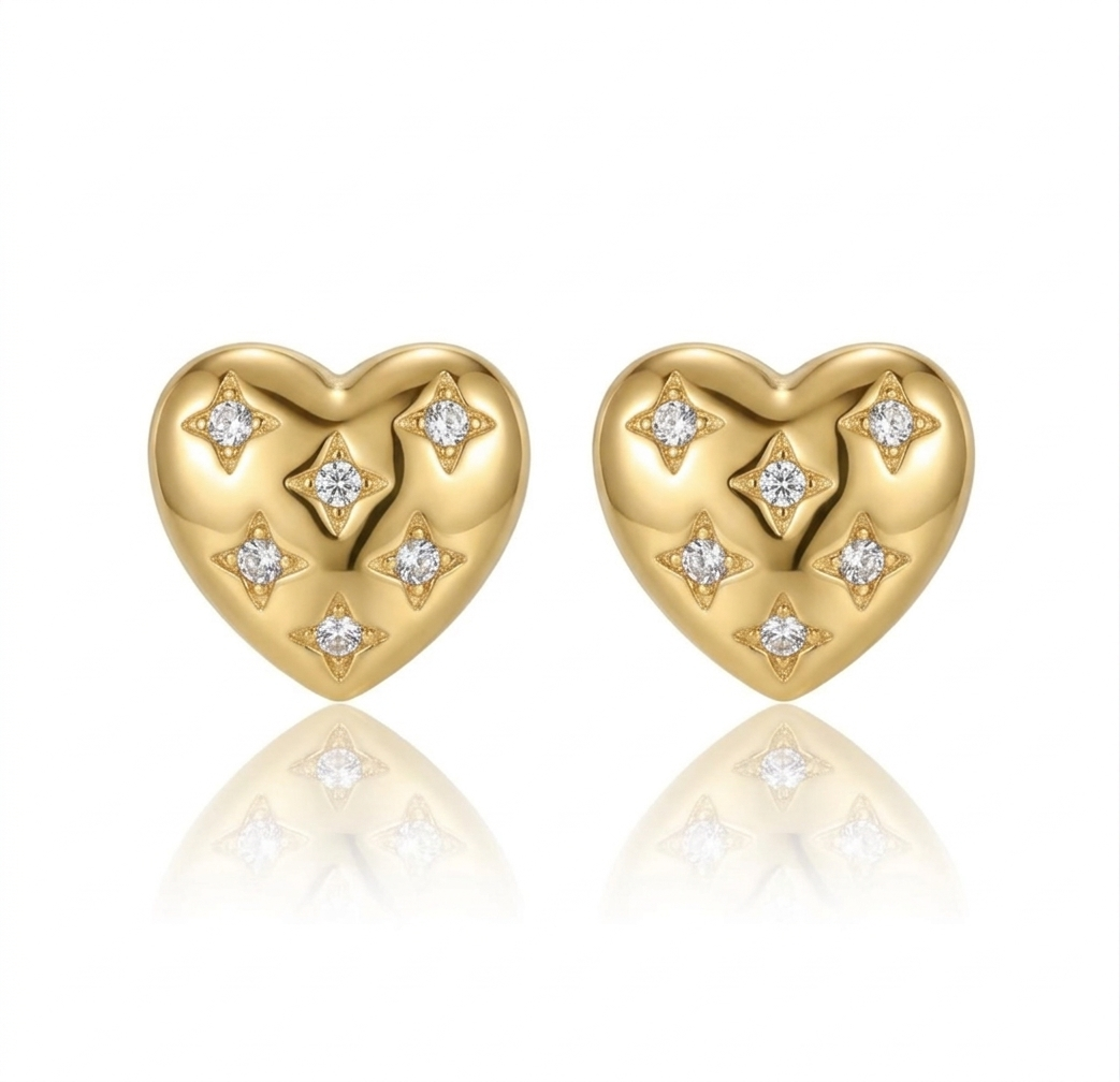 Heart Gold Stud Earrings