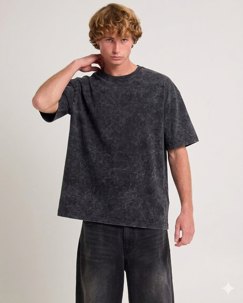 Midnight Mineral Wash Oversized Tee