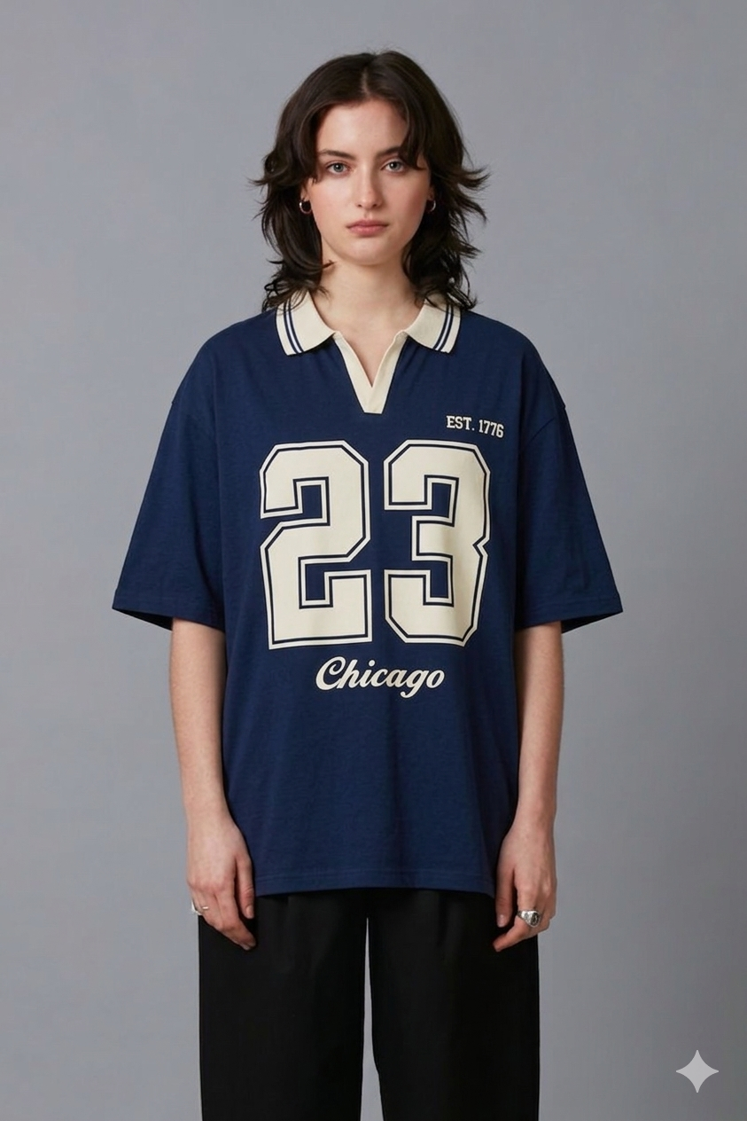 Vintage Chicago '23' Oversized Polo Shirt