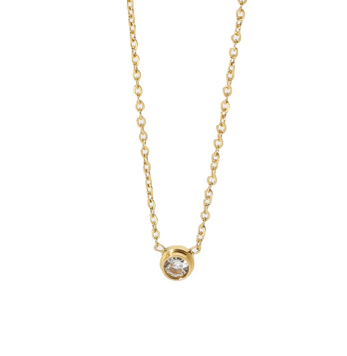 Radiant Solitaire Bezel Necklace