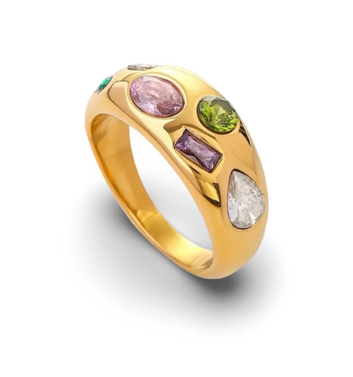 Kaleidoscope Gold Dome Ring