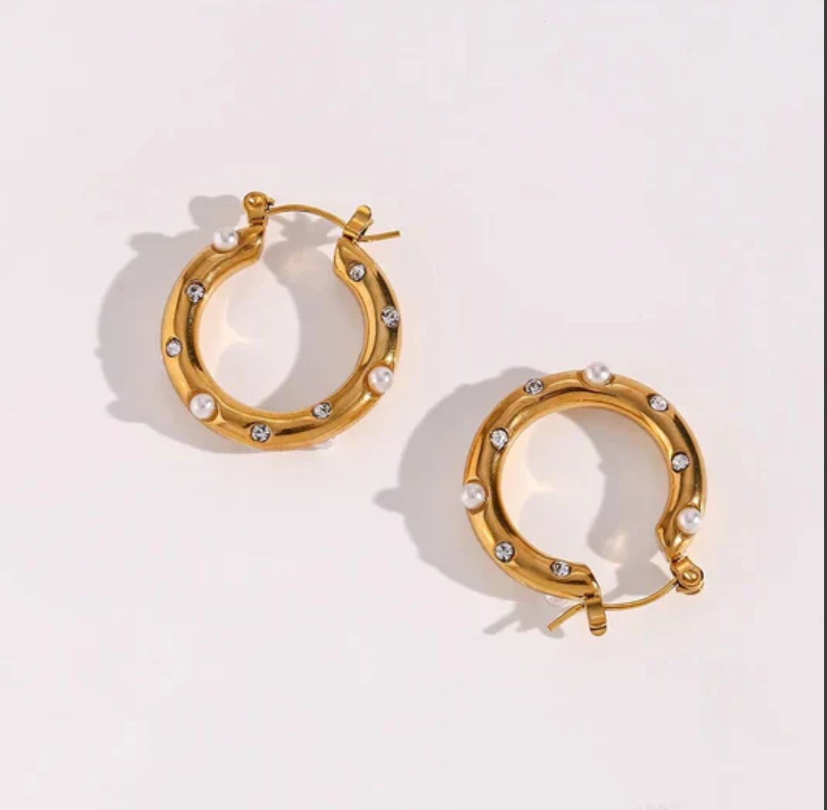 Aurelia Pearl & Crystal Embellished Hoops