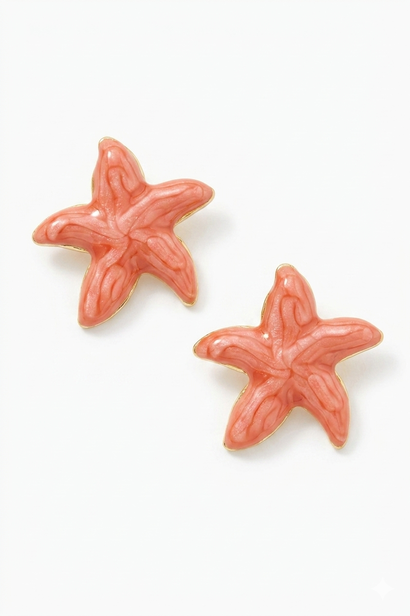 Ocean Whisper Coral Starfish Studs Orange