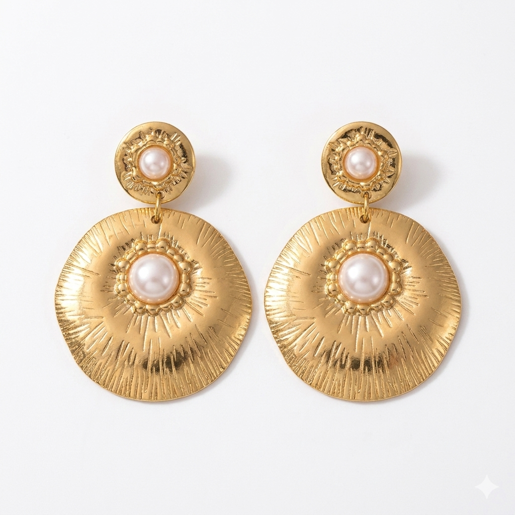 Radiant Solstice Pearl Sunburst Earrings