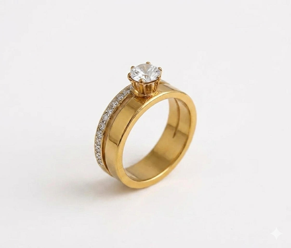 The Lumina Double-Band Solitaire Ring