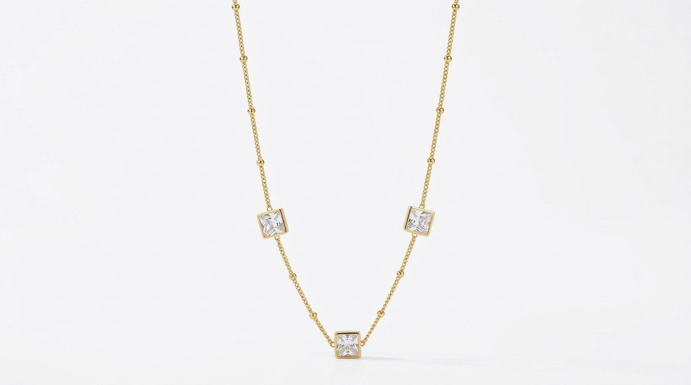 Lumina Triple Square Station Necklace