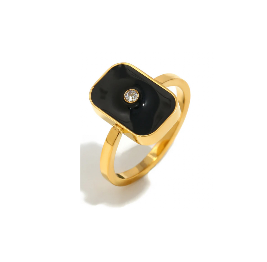 Midnight Noir Gold Signet Ring