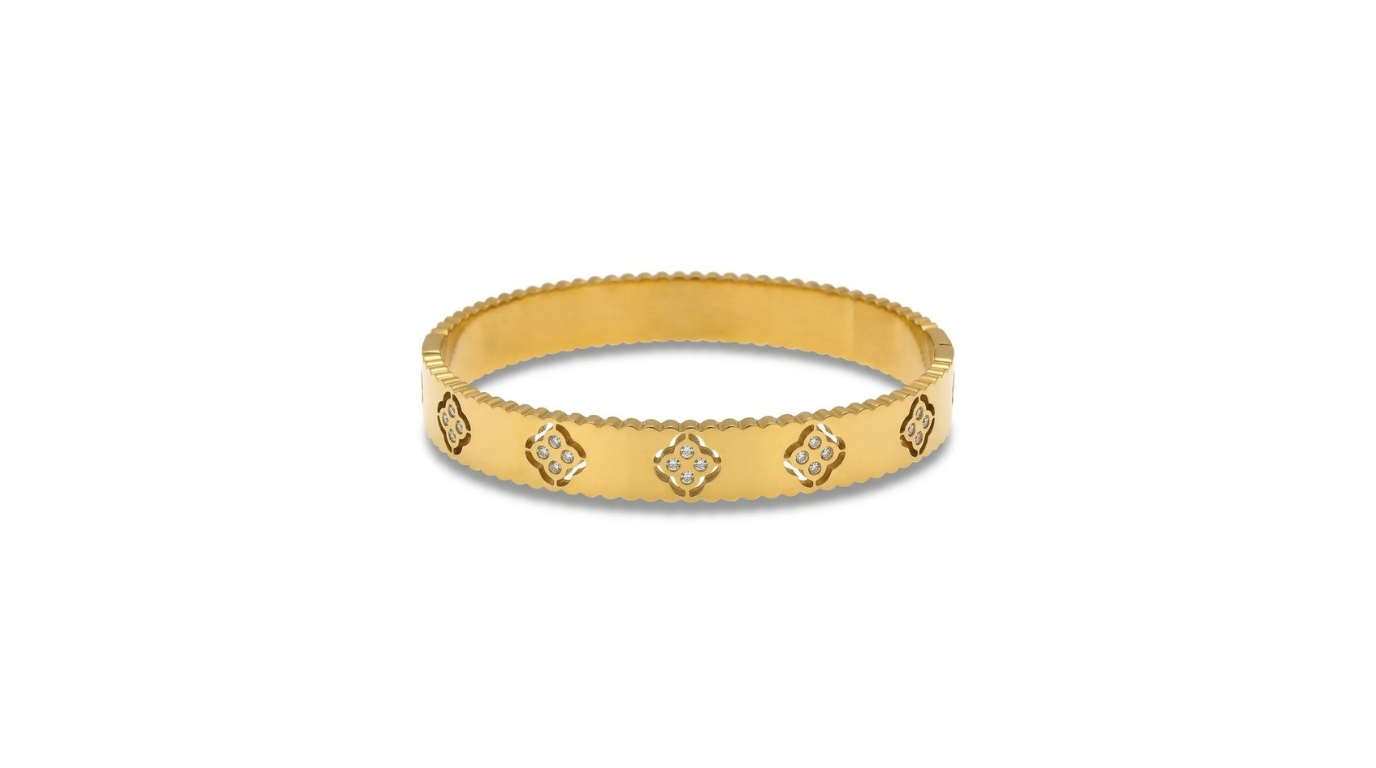 Quatrefoil Pave Bangle