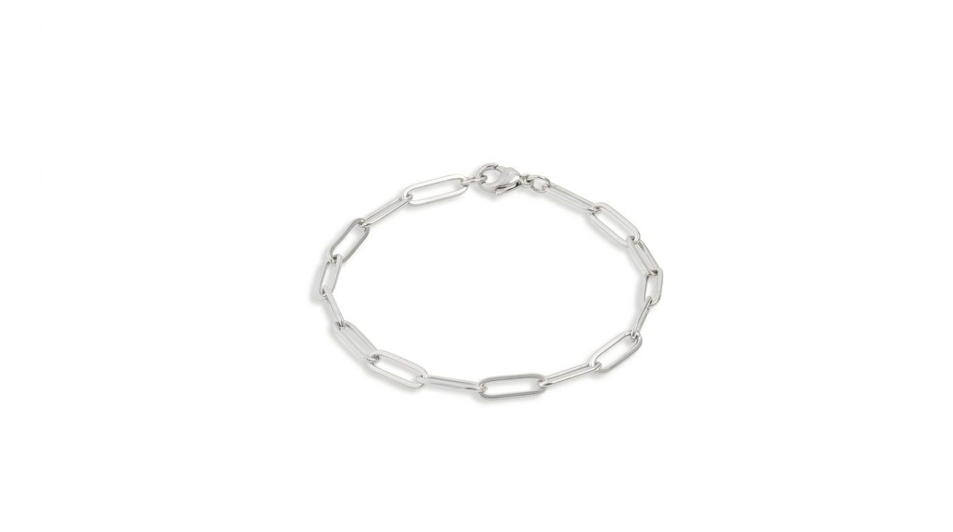 Silver Paperclip Chain Bracelet