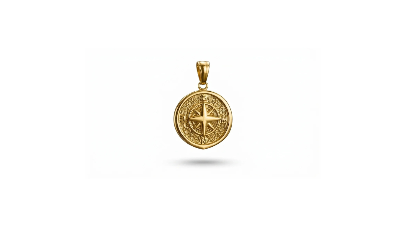 True North Gold Compass Pendant