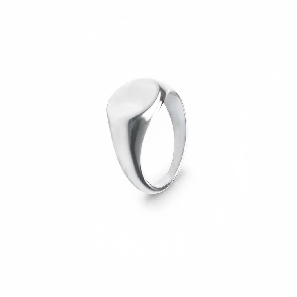 Classic Silver Round Signet Ring