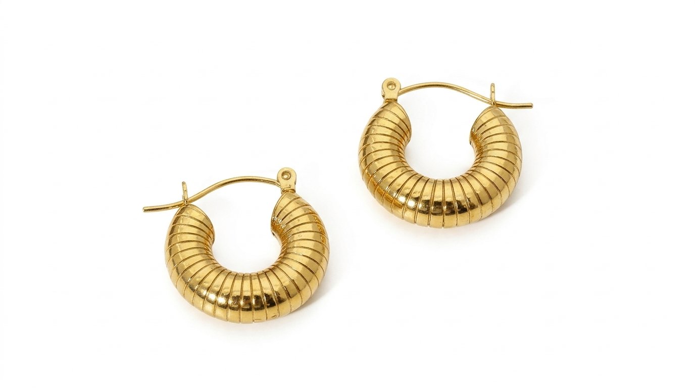 Aurelia Ribbed Gold Croissant Hoops