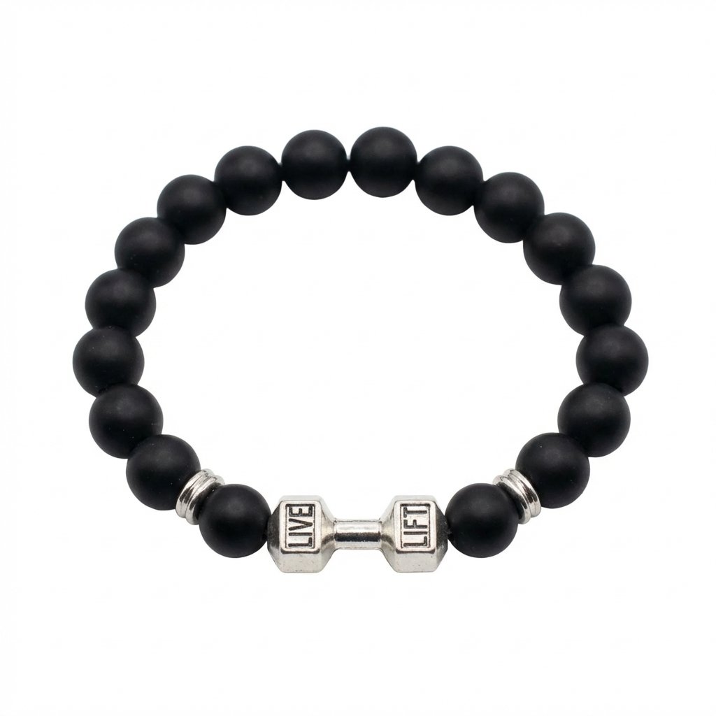 The "Live & Lift" Dumbbell Beaded Bracelet